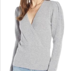 Something Navy Surplice Sweater -Gray Wrap Sweater